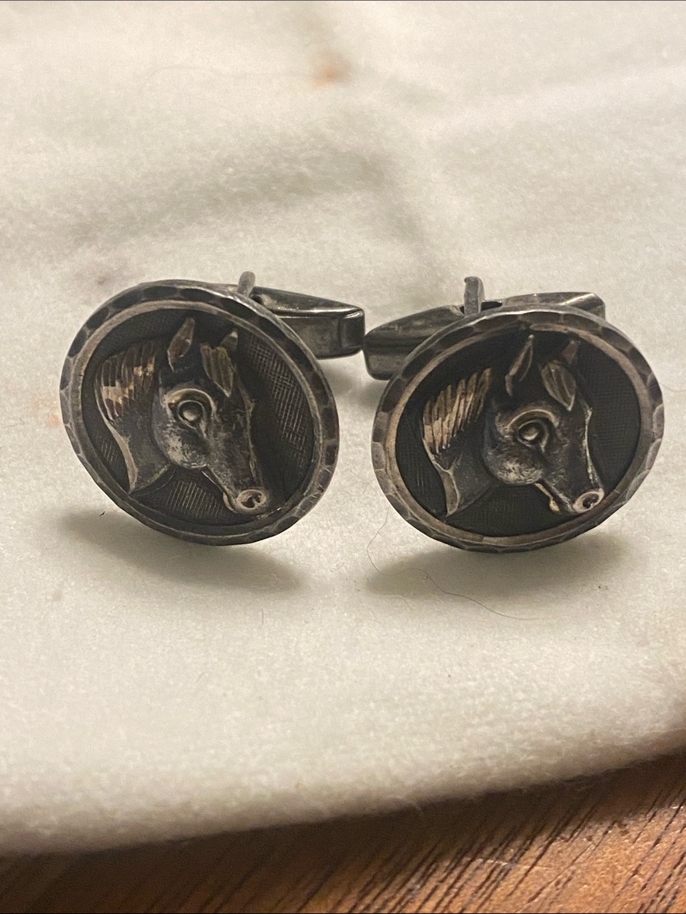 Mid Century Sterling Silver Horse Head Cuff Links